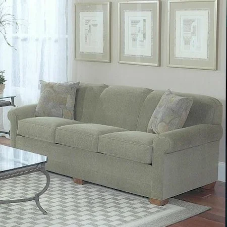 Traditional Queen Sleeper Sofa with Tight Back and Block Feet